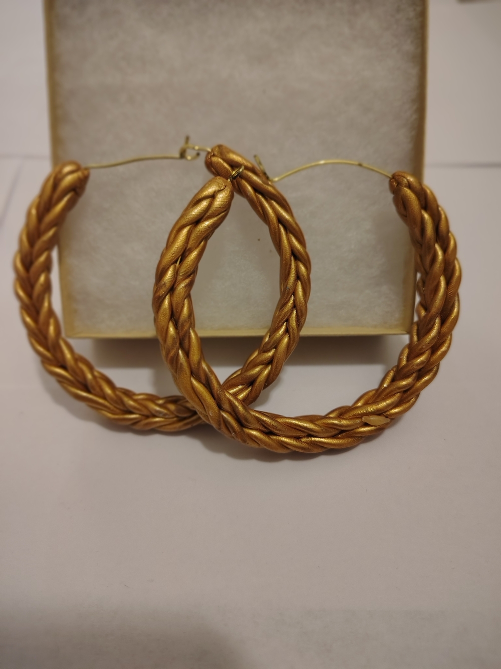 Gold Clay Braided Hoop Earrings - Women Jewelry